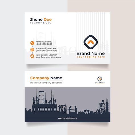 Visiting Card Creative, Design Company Names, Restaurant Brochures, Education Logo Design, Construction Business Cards, Company Business Cards, Graphic Design Infographic, Name Card Design, Visiting Card Design