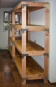 Diy Shelves Design, Diy Shelves Ideas, Pallet Deck Diy, 2x4 Lumber, Diy Storage Shelves, Garage Storage Shelves, Diy Dresser Makeover, Upcycled Furniture Diy, Basement Storage