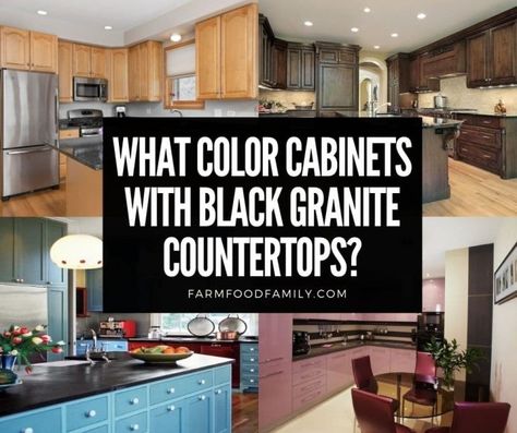 Cabinet Colors With Black Granite, Cabinets With Black Granite Countertops, Dark Granite Countertops Kitchen, Cabinets With Black Granite, Black Granite Kitchen Countertops, Black Granite Countertops Kitchen, Dark Granite Countertops, Color Cabinets, Black Granite Kitchen