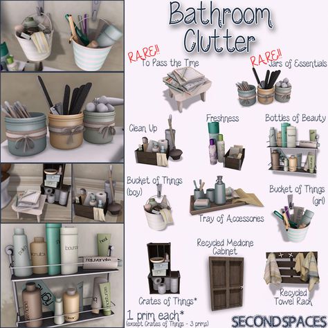 Second Spaces - Bathroom Clutter Sims Cc Furniture, Bathroom Clutter, Sims 4 Challenges, The Sims 4 Skin, The Sims 4 Pc, Sims 4 Bedroom, Sims 4 Clutter, Sims 4 Mm Cc, Sims 4 Expansions