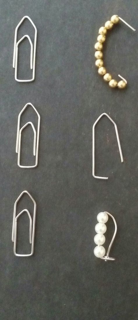 Fake Ear Piercings, Paper Clips Diy, Paperclip Crafts, Earring Inspo, Paper Clips, Wire Work, How To Make Earrings, Diy Earrings, Paper Clip