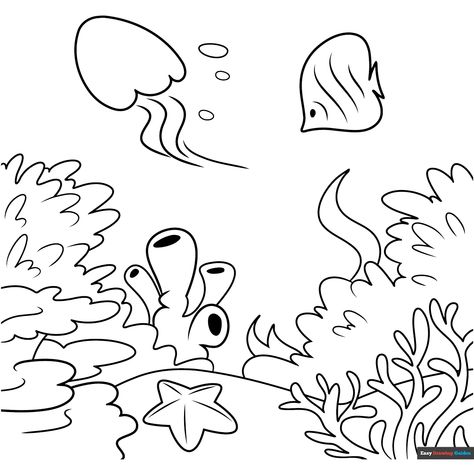 Free Coral Reef Coloring Page for Kids Sea Coral Drawing, Coral Reef Drawing Easy, Coral Reef Pictures, Coral Reef Drawing, Coral Drawing, Nemo Coloring Pages, Coral Reef Color, Octopus Coloring Page, Whale Coloring Pages