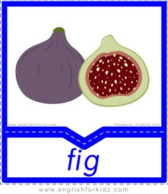 Fig - English flashcards for the fruits and vegetables topic Vegetables Flashcards, Abc Flashcards Printable, Printable Flashcards, Food Vocabulary, Abc Flashcards, English Teachers, Flashcards For Kids, English Worksheets For Kids, Phonics Words