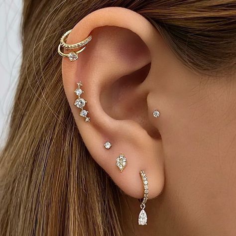 LULUS on Instagram: “Final Hours Left on Our Holiday Sale! Up to 40% off stylist picked Jewelry!! Click the link in the Bio ✨ . 💎 Come Get Pierced & Styled…” Multiple Piercings Earrings, Ear Art, Pretty Ear Piercings, Hinged Ring, Ear Style, Flat Back Earrings, Detailed Jewelry, Dope Jewelry, Gold Stone