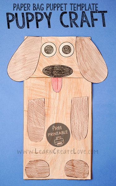 Printable Paper Bag Dog Puppet Dog Puppet Paper Bag, Dog Hand Puppet Diy, Dog Paper Bag Puppet, Pre K Pet Crafts, Easy Dog Craft Preschool, D Is For Dog Craft Preschool, Puppy Craft Preschool, Dog Puppet Craft, Preschool Dog Craft