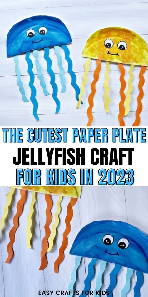 Summer is just around the corner and I can bet you're on the hunt of the best summer crafts for kids your kids and even toddlers will love. If so, you'll love this cute paper plate jellyfish craft for kids. Kids are obsessed over the ocean and fishes so this jellyfish craft will be their favorite this summer. You can help your kids turn a paper plate into a colorful jellyfish they will love. Jellyfish Craft For Kids, Jellyfish Crafts, Paper Plate Jellyfish, Easy Summer Crafts, Easy Paper Crafts For Kids, Camp Themes, Summer Crafts For Toddlers, Craft Activities For Toddlers, Ocean Animal Crafts