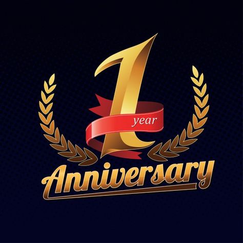 One year anniversary golden logo with re... | Premium Vector #Freepik #vector #background #logo #wedding #ribbon Happy Wedding Anniversary Cards, Anniversary Wishes For Friends, Photoshop Poster Design, Happy Aniversary, You Again, Gold Design Background, Image King, Beautiful Wallpapers For Iphone, Circle Logo Design