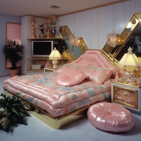 1980 Bedroom Aesthetic, Home Decor 80s, 80s Glam Home Decor, Dream Beauty Room, 80s Luxury Interior Bedroom, 80s House Interior Bedrooms, 1980 Home Decor, 90s Aesthetic Decor, 1980s Room Aesthetic