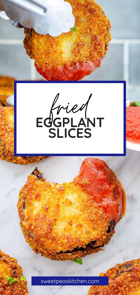 Fresh ripe slices of eggplant breaded in panko breadcrumbs and parmesan cheese then fried to crispy perfection. This easy vegetarian recipe is perfect as a summer appetizer dipped into marinara sauce or layered into a baked eggplant parmesan. Panko Eggplant, Eggplant Cutlets, Breaded Eggplant, Recipes Eggplant, Baked Eggplant Parmesan, Tomato Appetizers, Eggplant Parmesan Baked, Eggplant Recipes Parmesan, Homemade Appetizer