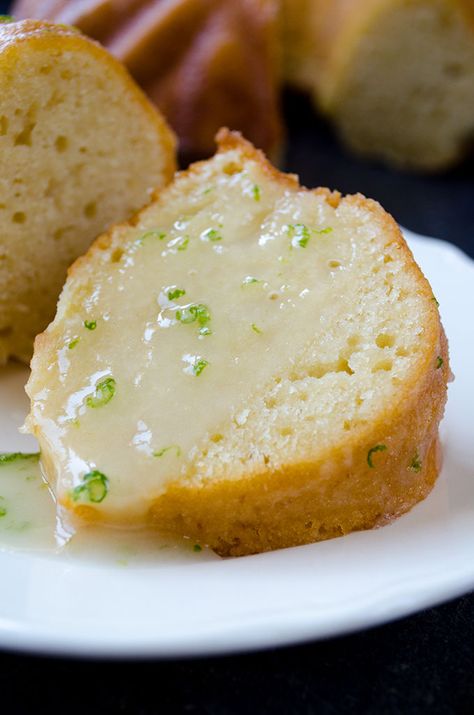 Lime Bundt Cake with a little lime glaze is for citrus lovers. This is not an overly sweet lime cake. Wonderfully tangy and zesty.| giverecipe.com | #lime Lime Glaze For Cake, Lime Breakfast, Lime Bundt Cake, Lime Dessert, Key Lime Pound Cake, Citrus Glaze, Lime Pound Cake, Lime Glaze, Sweet Lime