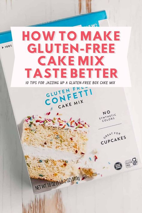 Not everyone loves to bake from scratch and with plenty of gluten-free cake mixes on the market, you really don't have to! But have you ever wondered how to make gluten-free cake mix taste better? If so, keep reading to find my top 10 tips for jazzing up a box of gluten-free cake mix. Gf Pastry, Gf Deserts, Gluten Free Yellow Cake, Gf Cake, Gf Treats, Gluten Free Cake Mixes, Gf Sweets, Gluten Free Cake Recipe, Easy Gluten Free Desserts