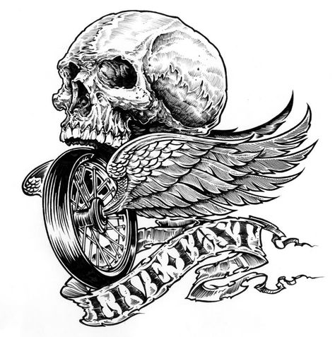 Biker Tattoos Designs, Skull Tattoo Designs, Harley Tattoos, Pocahontas Tattoo, Helmet Tattoo, Affliction Clothing, Harley Davidson Tattoos, Motorcycle Artwork, Motorcycle Tattoos