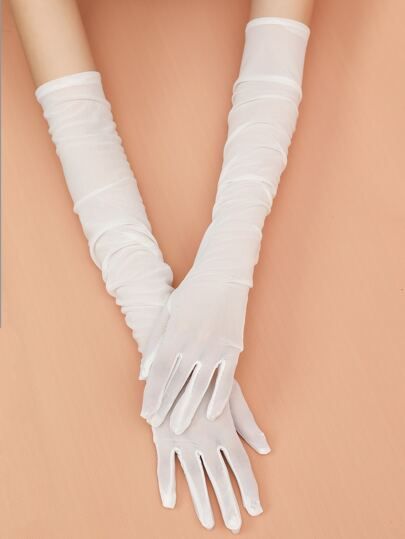 Mesh Long Gloves | SHEIN USA Mesh White Gloves, Long Gloves Aesthetic, White Gloves Aesthetic, White Gloves Outfit, White Dress Gloves, Long White Gloves, Gloves Aesthetic, Dress With Gloves, Mesh Gloves