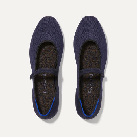 Rothys Shoes, Navy Flats, Leopard Flats, Knit Shoes, Brown Flats, Black Vegan, Mary Jane Flats, Comfortable Flats, The Square