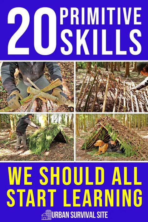 20 primitive skills we should all start learning highlights essential pioneer and survival skills that will help you survive any environment. Kids Survival Skills, Survival Prepping Diy, Homesteading Life, Primitive Skills, Survival Skills Emergency Preparedness, Off Grid Survival, Shtf Preparedness, Baking Treats, Survival Knots