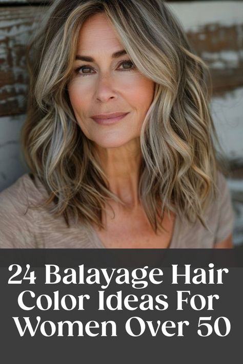 Discover stunning balayage hair ideas for women over 50! Embrace your natural beauty with graceful, sun-kissed highlights that perfectly complement your mature style. Whether you're looking to enhance your gray strands or add dimension to your locks, balayage is the perfect choice for a timeless and elegant look. Say goodbye to harsh lines and hello to a seamless blend of colors that will give you a youthful glow. Over 50 Highlights Hair Colors, Blonde Grey Hair Over 50, Fall Hair Colors For Gray Coverage, Woman’s Hair Color, Over 50 Hair Color Ideas Over 50, Cool Blonde Babylights On Brown Hair, Blending Gray Hair Brunettes Balayage, Best Blonde Hair Color For Women Over 50, Hair Color Ideas For Gray Hair Over 50