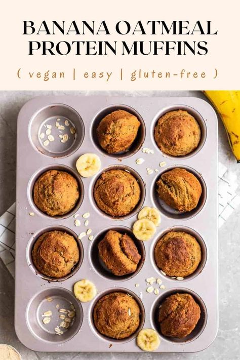 Vegan Breakfast Protein Muffins, Wholesome Vegan Meals, Vegan Banana Protein Muffins, Healthier Breakfast Muffins, Gf Df Protein Breakfast, Vegan High Protein Muffins, Protein Muffins Vegan, Vegan Protein Muffins Healthy, Vegan Lunch Protein