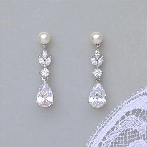 Faster shipping. Better service Pearl Drop Earrings Wedding, Story Jewelry, Pearl Teardrop Earrings, Teardrop Bridal Earrings, Wedding Jewelry For Bride, Crystal Teardrop Earrings, Crystal Earrings Wedding, Bridal Earrings Drop, Wedding Earrings Drop