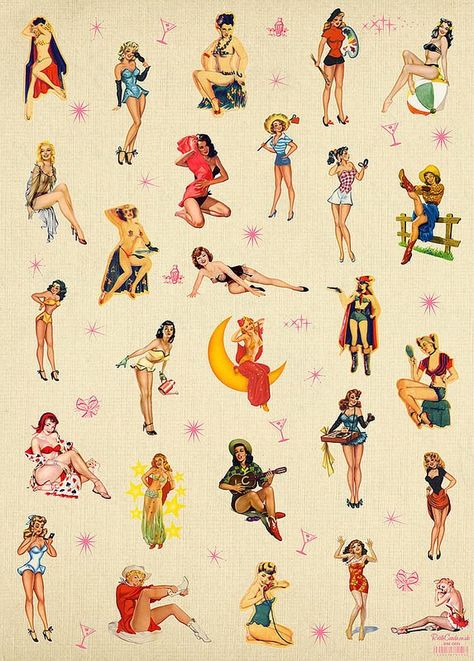 Drawing Pinup Poses, Vintage Pinup Illustration, Vintage Pinup Tattoo Ideas, Pinup Poses Drawing, Pinup Poses Reference, Pinup Pose Reference Drawing, Pin Up Poses Drawing, Pin Up Poses Reference, Pinup Pose Reference