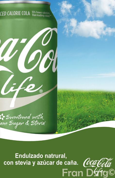 #Publicidad #FranDsgn Coca Cola Life, Stevia, Coca Cola, Beverage Can, Coco, Drinks, Canning, Nature