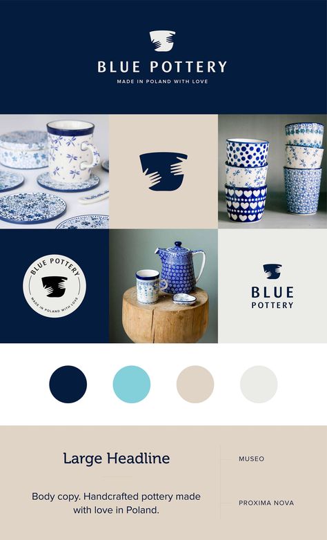 Blue Pottery Visual Identity | Behance :: Behance Pottery Brand Identity, Visual Style, Blue Pottery, Branding Graphic Design, Blue Ceramics, Brand Identity Design, Photoshop Adobe, Identity Design, Visual Identity