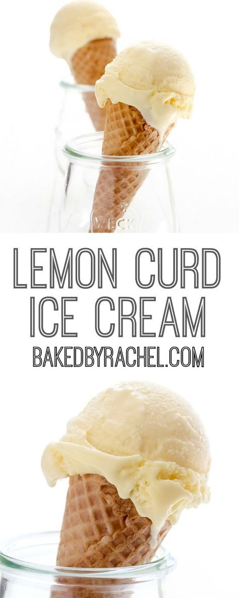 Creamy homemade lemon curd ice cream recipe from @bakedbyrachel Lemon Curd Ice Cream, Eye Scream, Homemade Lemon Curd, Lemon Ice Cream, Yummy Ice Cream, Sorbet Recipes, Ice Cream Social, Healthy Ice Cream, Delicious Snacks