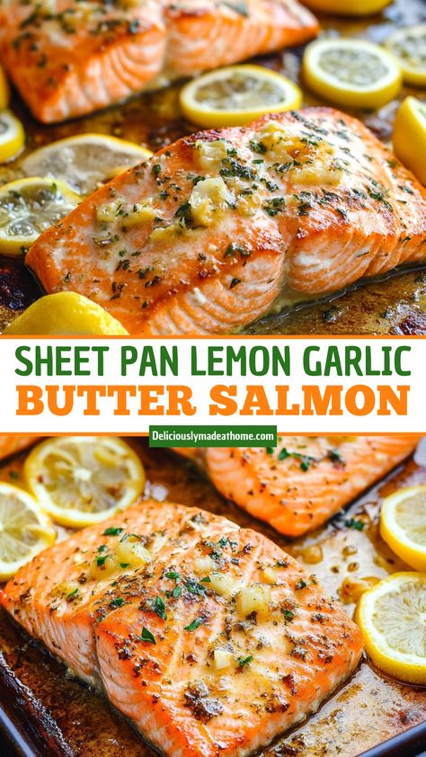 BAKED SALMON WITH LEMON BUTTER CREAM SAUCE Salmon Recipes Baked Lemon Garlic, Easy Salmon Oven Recipes, Salmon And Thyme Recipes, Salmon Diet Recipes, Easy Good Salmon Recipes, Baked Salmon Dinner Ideas, Baked Lemon Pepper Salmon Recipes, Quick And Easy Dinner Recipes Salmon, Easy Fish Dinner Recipes For Family