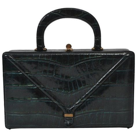 Preowned 1960s Teal Faux Alligator Box Bag (369,320 KRW) ❤ liked on Polyvore featuring bags, handbags, green, faux-leather handbags, faux purses, alligator purse, teal handbag and preowned handbags Teal Handbag, Handbags Green, Teal Purse, Alligator Purse, Alligator Handbags, Retro Bags, Faux Leather Handbag, Zipped Bag, Box Bag