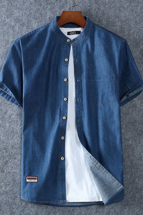 Casual Shirts For Men Fashion Ideas, Stylish Shirts Men Style, Stylish Shirts Men Mens Fashion, Mens Fashion Casual Outfits Street Style, Denim Shirt For Men, Denim Man, Denim Outfit Men, Stylish Shirts Men, Mens Smart Casual Outfits