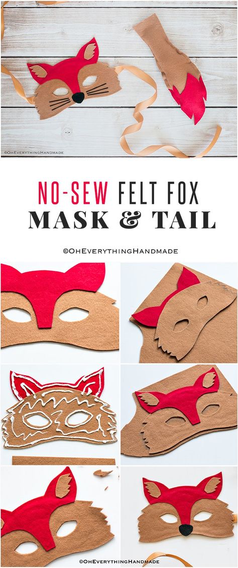 Hi there, my daughter has a Noah’s Ark Day costume party next week, where the children go to a nearby retirement home to sing and perform for them. It’s super sweet and I really wanted to make it special for her.  Glad I finally found some time to finish her No Sew Felt Fox Mask & Tail costume, I can’t wait to see her wearing it! Sewing Animals, Sew Felt, Fox Costume, Trendy Sewing Projects, Felt Fox, Felt Mask, Fox Mask, Diy Costumes Kids, Book Week Costume