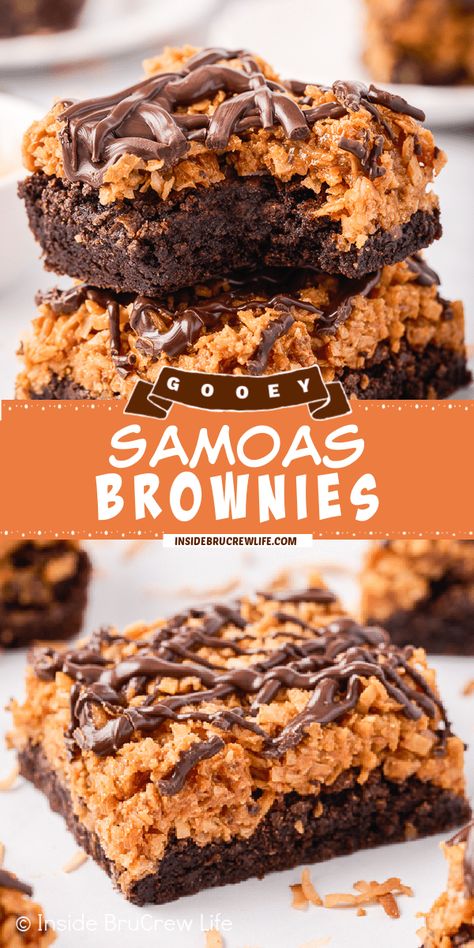 Samoa Cookie Bars Allrecipes, Samoa Brownies Recipe, Samoa Brownies, Blondie Recipes, Coconut Brownies, Homemade Marshmallow Recipe, Marshmallow Recipe, Caramel Coconut, Food Deserts