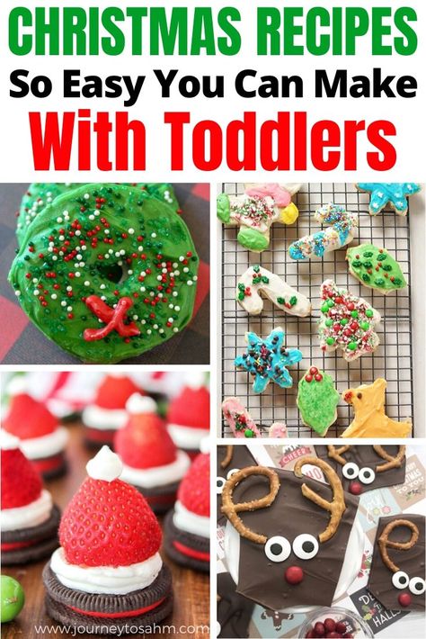 Recipes that are so easy you can make them with your kids. Includes delicious and simple Christmas desserts you can put together and bake with the kids. Include no-bake, cookies, reindeers, wreaths, and more. Celebrate with the family this holiday season by decorating together. #christmas #christmasdesserts #kidschristmas #toddlerchristmas #toddlers #parenting Toddler Christmas Recipes, Christmas Cookies To Make With Toddlers, Christmas Cookies With Toddlers, Kid Friendly Christmas Desserts, Simple Christmas Desserts, Christmas Baking For Kids, Kid Friendly Christmas Recipes, Easy Christmas Recipes, Toddler Entertainment