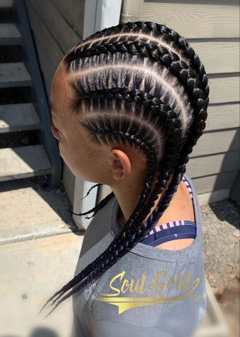 Braided Hairstyles 6 Braids, 3 Braids On Top Of Head, Braided Hairstyles Full Head, Cornrows Back Of Head, Three Cornrows Braids, 6braids Hairstyle, Braid All The Way Around Head, 6 Cornrow Hairstyles, 6 Braid Hairstyles