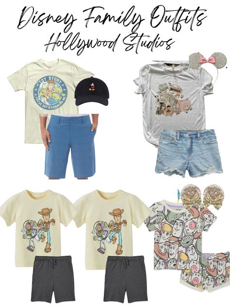 #disney #disneyworld #disneyoutfitideas #familymatching Disney World Matching Family Outfits, Hollywood Studios Outfit Toy Story, Disney Trip Outfits Families, Hollywood Studios Outfit Family, Family Matching Disney Outfits, Hollywood Studios Family Outfits, Disneyworld Family Outfit, Coordinating Disney Outfits Family, Family Disney World Outfits