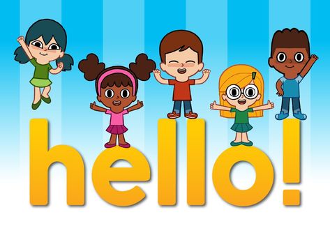 Hello! | Super Simple Songs Hello Cartoon, Greeting Song, Hello English, Hello Song, English Units, Learn Singing, Hello Greeting, Super Simple Songs, Morning Songs