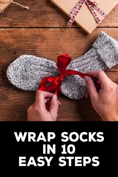 How to Wrap Socks Socks For Gifts Ideas, Wrapping Socks For Christmas, Cute Ways To Gift Socks, Gifting Socks Ideas, How To Gift Socks, How To Gift Wrap Socks, How To Wrap Socks, Cozy Socks Gift Ideas, How To Wrap Socks As A Gift