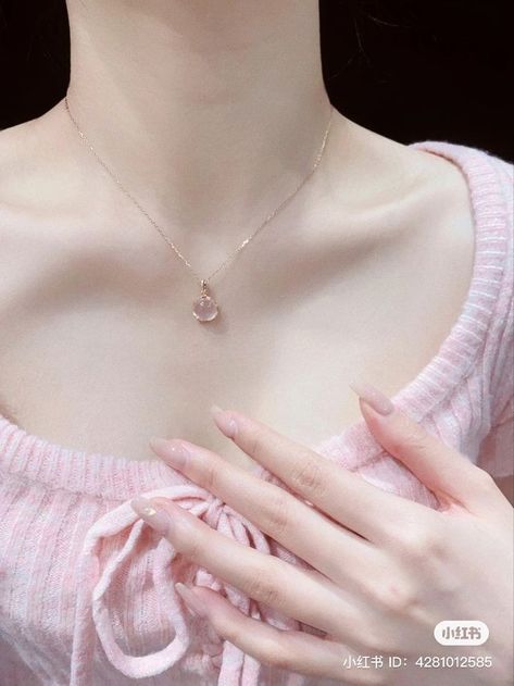 Cute Korean Necklace, Cute Korean Jewelry, Korean Jewelry Aesthetic, Douyin Jewelry, Korean Necklace Aesthetic, Korean Jewelry Necklaces, Dreamy Jewelry, Necklace Coquette, Korean Necklace