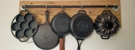 Cookware Display, Lodge Cookware, Lodge Cast Iron Skillet, Cast Iron Decor, Cookware Organization, Cookware Storage, Pan Storage, Lodge Cast Iron, Iron Storage