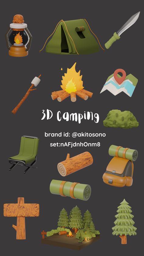 3D Camping canva pro elements use this code search 🔍 canva pro set:nAFjdnhOnm8 ❤️Follow my portfolio @akitosono #3d #canva #elementcanva #keyword #canvakeyword #canvaelementkeyword #elementrecommendation #canvatips #canva3Delement #3delement #internetelement #3Ddesign #Camping #elements #canvapro #design #akitosono #Character Canva 3d Elements Code, Canva Pro Elements, Children's Book Layout, Graphic Shapes Design, Keyword Elements Canva, Desain Buklet, Graphic Design Tutorials Learning, Emoji For Instagram, Canvas Learning