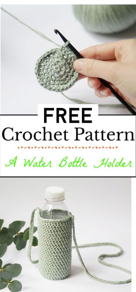 4. How To Crochet A Water Bottle Holder Crochet Water Bottle Holder Pattern, Water Bottle Holder Pattern, Crochet Bottle Holder, Crochet Zig Zag, Crochet Quotes, Crochet Water Bottle, Crochet Star Stitch, Crochet Water Bottle Holder, Crochet Animal Hats