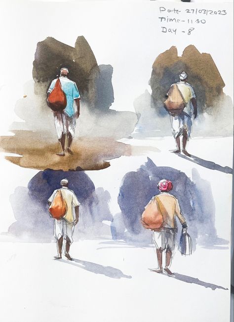 Figure Practice, Watercolor Art Face, Composition Painting, Human Figure Sketches, Oil Painting Nature, Watercolor Paintings For Beginners, Watercolour Inspiration, Figure Sketching, Landscape Art Painting