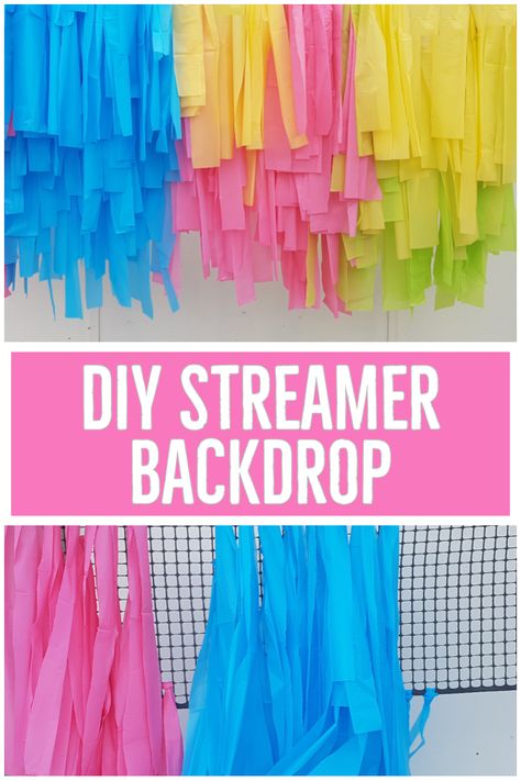 Tablecloth Tassel Backdrop, Fringe Tablecloth Backdrop Diy, Fringe Backdrop Diy Tassel Garland, Diy Streamer Wall, Tassel Backdrop Diy, How To Make A Streamer Backdrop, Tablecloth Backdrop Diy, Diy Streamer Backdrop, Diy Fringe Backdrop