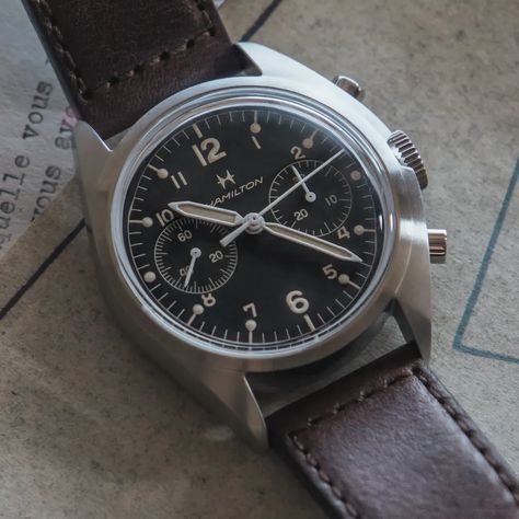 Hamilton's New Chronograph Is a Stylish—and Unexpected—Blast From the Past Hamilton Watches Men, Hamilton Khaki Pilot, Hamilton Logo, Hamilton Watches, Man Wear, Hamilton Watch, Field Watches, Pilot Watch, Old Watches