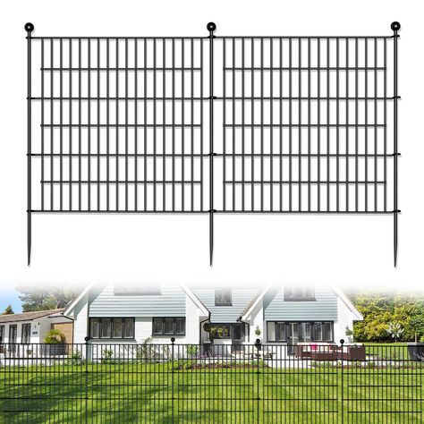 PRICES MAY VARY. LOW-MAINTENANCE AND LONG-LASTING>> Say goodbye to the hassle of maintaining a wooden fence and opt for our Metal Fencing instead. This fencing is made from high-quality rustproof metal that won't rot, warp, or fade over time. It requires minimal upkeep and will provide years of reliable performance. EASY-TO-INSTALL GARDEN FENCING>> This fencing is designed for easy installation, with pre-assembled panels that must be anchored into the ground. Allowing you to easily create a beau Temporary Dog Fence, No Dig Garden Fence, Cheapest Fence Ideas, Dog Yard Fence, Temporary Fence For Dogs, Dog Essay, Beach House Backyard, Fence For Garden, Temporary Fencing