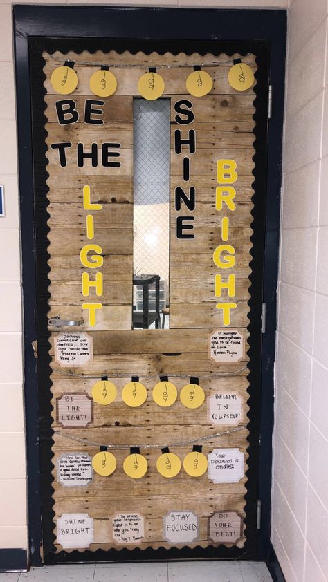 Let Your Light Shine Classroom Door, Be The Light Classroom Decor, Let Your Light Shine Door Decoration, Be The Light Bulletin Board, We Shine Brighter Together Classroom, Shine Bright Theme, Light Of The World Bulletin Board, Let Your Light Shine Classroom Theme, Shine Bulletin Board Ideas