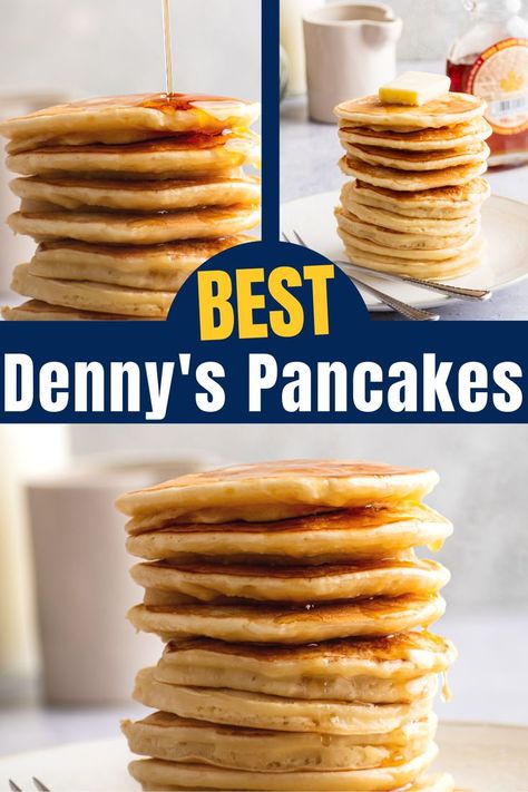 This Denny's pancake recipe makes the most delicious buttermilk pancakes. They're soft and fluffy with an incredible flavor. This really is the best Denny's breakfast you can make. Copycat Dennys Pancakes Recipe, Dennys Pancakes Copycat, Denny’s Pancake Recipe, Dennys Pancakes Recipe, Denny's Breakfast, Dennys Pancakes, Dennys Breakfast, Ihop Breakfast, Pancake Batter Recipe