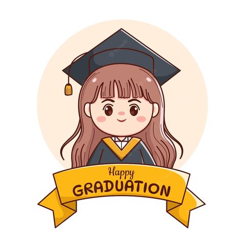 Graduation Cartoon Pictures, Chibi Graduation, Graduation Cartoon Art, Graduation Illustration, Graduation Vector, Graduation Cartoon, Happy Graduation Day, Chibi Cartoon, Banner Ribbon