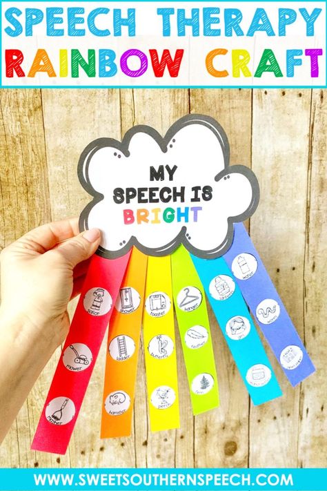 Rainbow Craft For Speech Therapy - Sweet Southern Speech Rainbow Language Activities Preschool, Slp Student, Speech Therapy Thanksgiving, Spring Speech Therapy Activities, Therapy Crafts, Spring Speech Therapy, Speech Crafts, Speech Therapy Crafts, Spring Rainbow