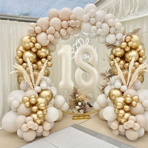 Faster shipping. Better service Decor For 18th Birthday Party, 18th Balloon Arch, 18th Birthday Set Up, Decoration For 18th Birthday, Balloon Decorations Graduation, Baloon Garland, Party Ballons, Gold Glitter Banner, 18th Birthday Decorations