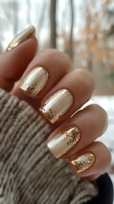 Dip Manicure Wedding Nails, Builder Gel Nails Design Short Square, Wedding Gold Nails, Golden Summer Nails, Copper And Gold Nails, Wedding Nails Gold Accent, Winter Nails Ideas Short, Mob Nails For Wedding, Mother Of Bride Nails Mom